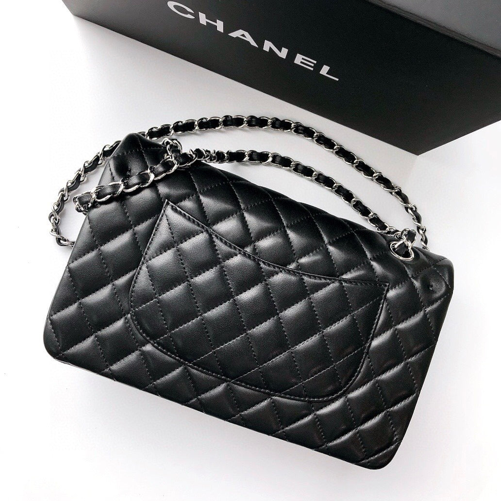 CLASSIC FLAP 25 BLACK LAMBSKIN SILVER HARDWARE mysite