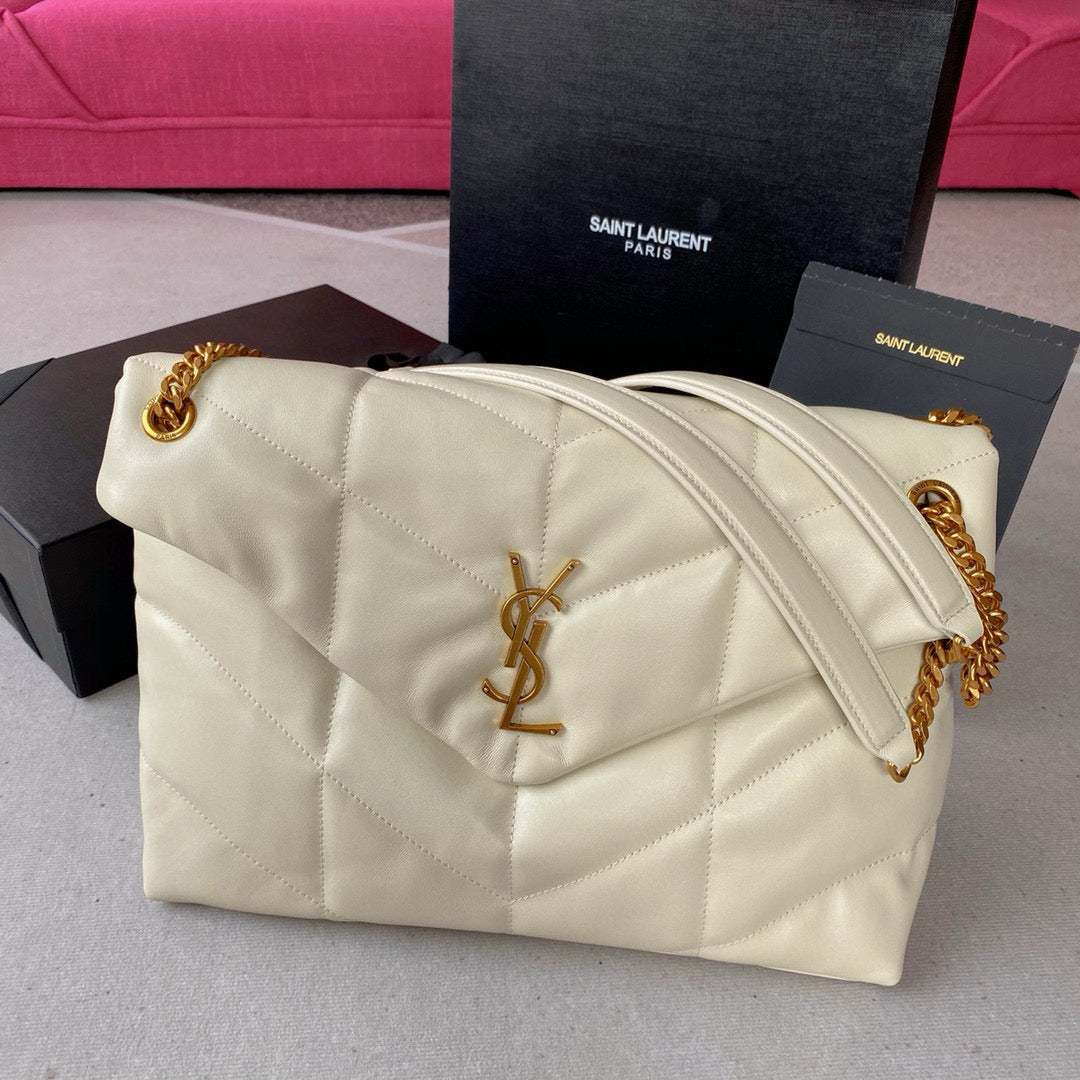 Loulou Puffer 35cm White Quilted Lambskin Bag Ghw mysite