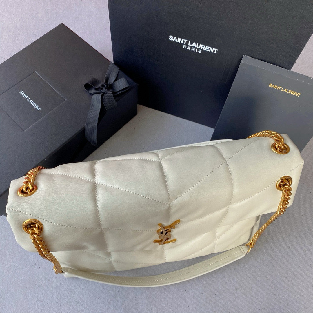 Loulou Puffer 35cm White Quilted Lambskin Bag Ghw mysite