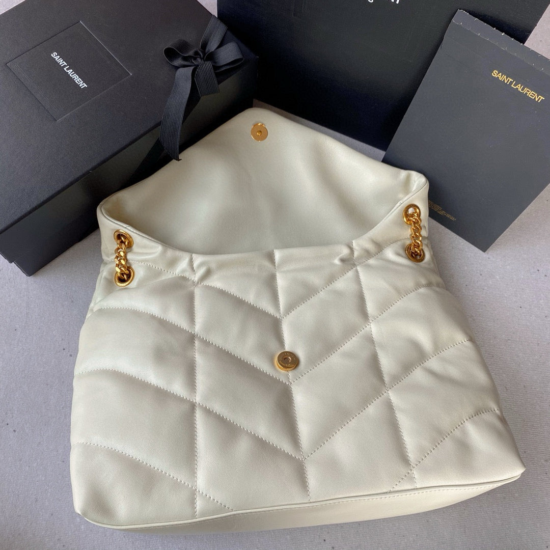 Loulou Puffer 35cm White Quilted Lambskin Bag Ghw mysite
