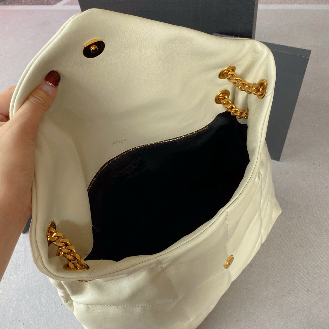 Loulou Puffer 35cm White Quilted Lambskin Bag Ghw mysite