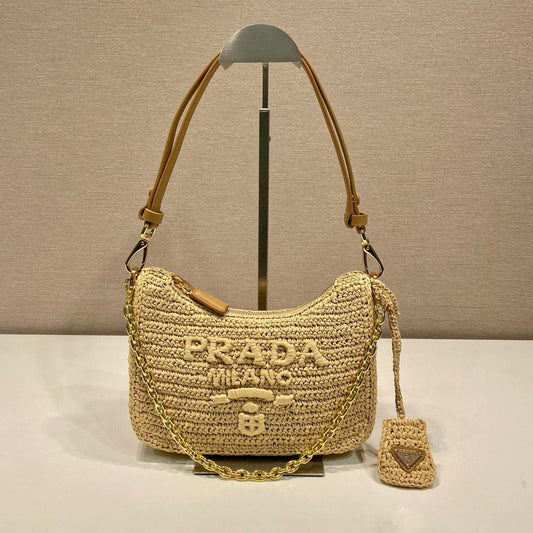 Pra Re-edition crochet mini-bag 22cm beige leather best version mysite