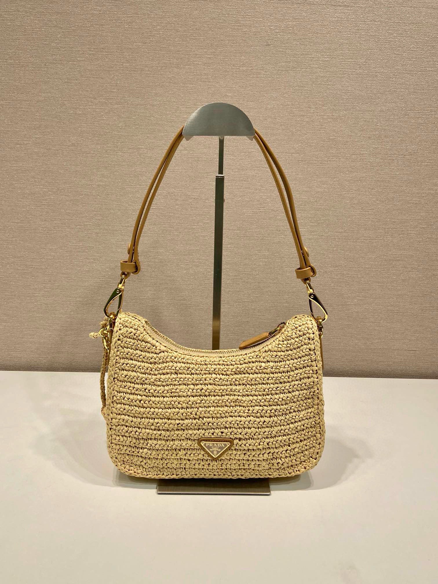 Pra Re-edition crochet mini-bag 22cm beige leather best version mysite