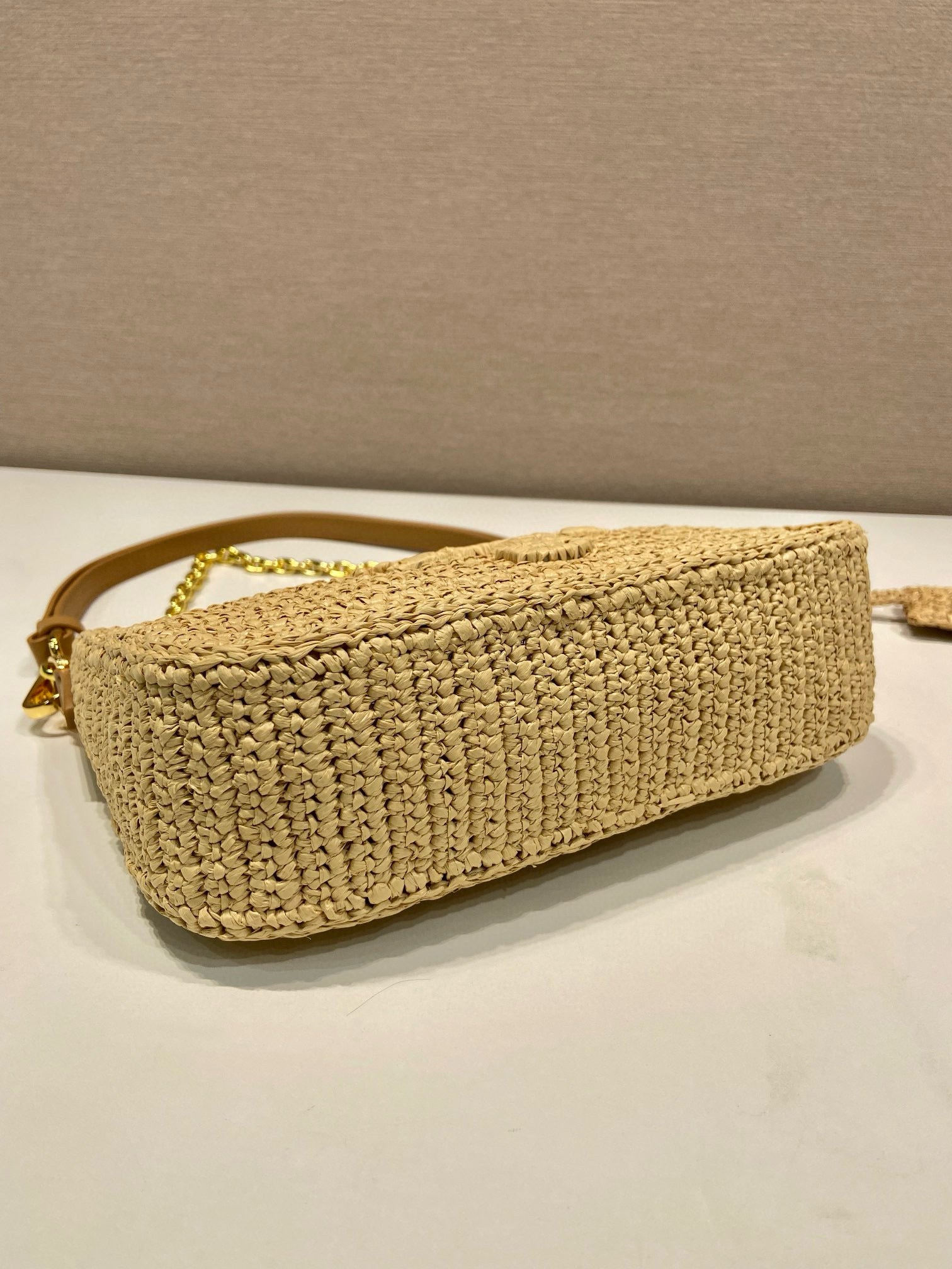 Pra Re-edition crochet mini-bag 22cm beige leather best version mysite