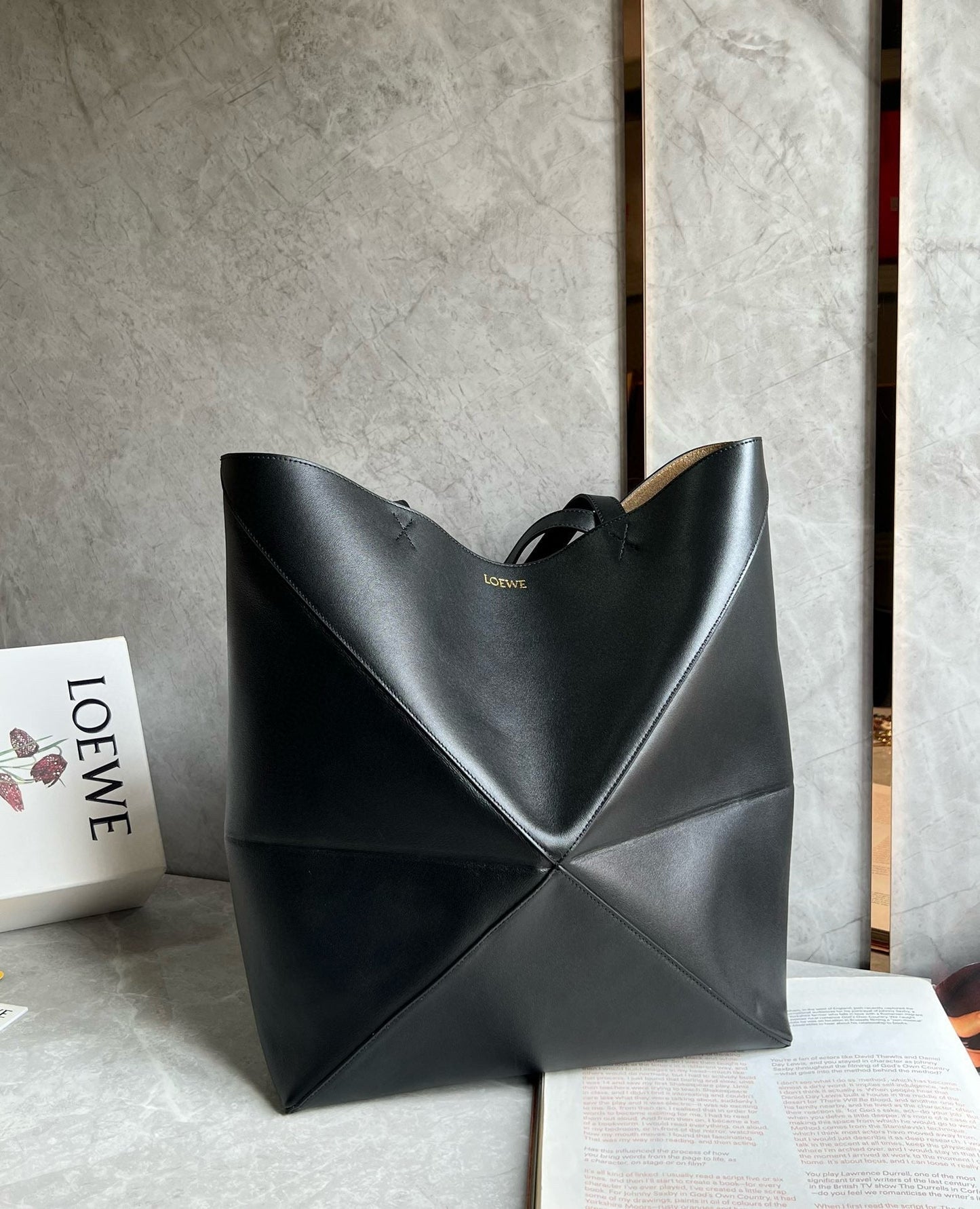 LOEW PUZZLE FOLD TOTE IBLACK SHINY CALFSKIN mysite