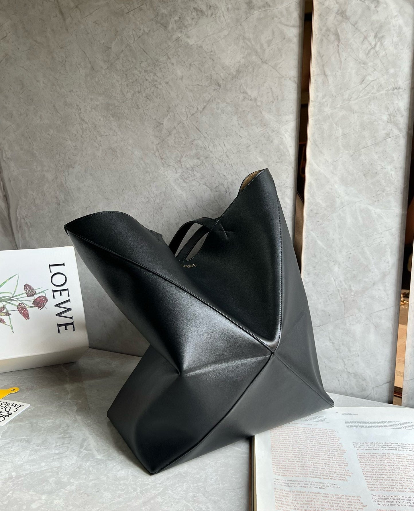 LOEW PUZZLE FOLD TOTE IBLACK SHINY CALFSKIN mysite