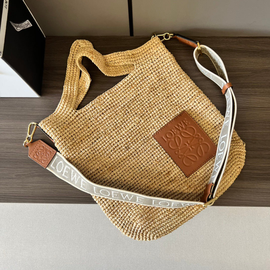 Mini Slit Tote 30cm Beige Raffia Tan Calfskin mysite