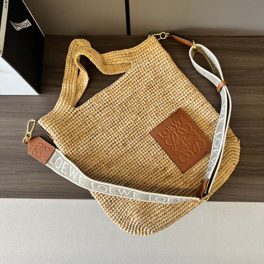 Mini Slit Tote 30cm Beige Raffia Tan Calfskin mysite