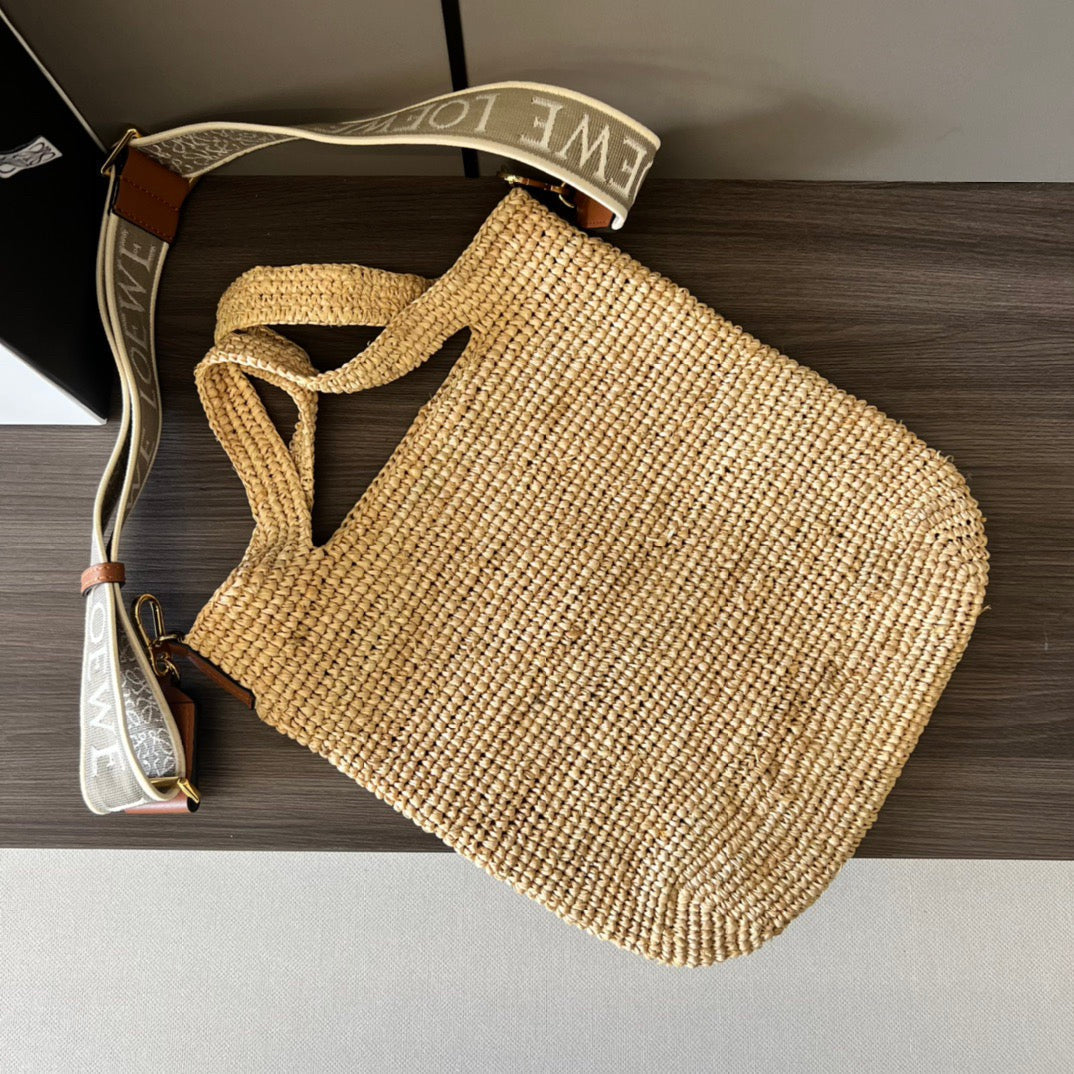 Mini Slit Tote 30cm Beige Raffia Tan Calfskin mysite