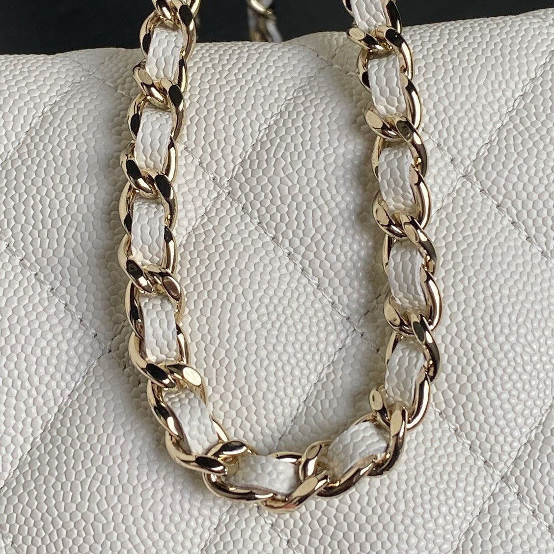 CC 25C Hobo Bag 21.5cm Top Handle White Grained Calfskin mysite