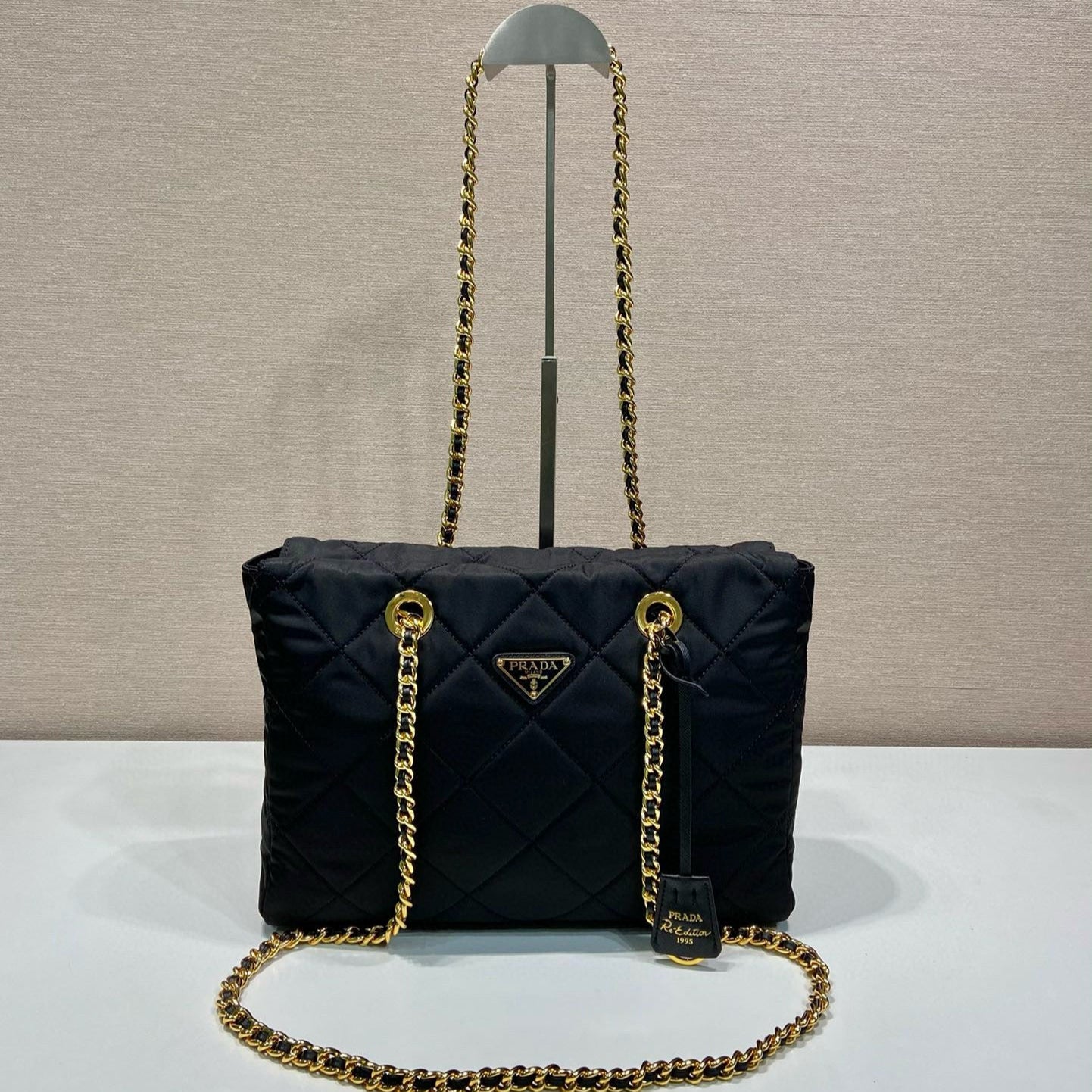Prada Gold Chain Bag Black Re-Nylon mysite