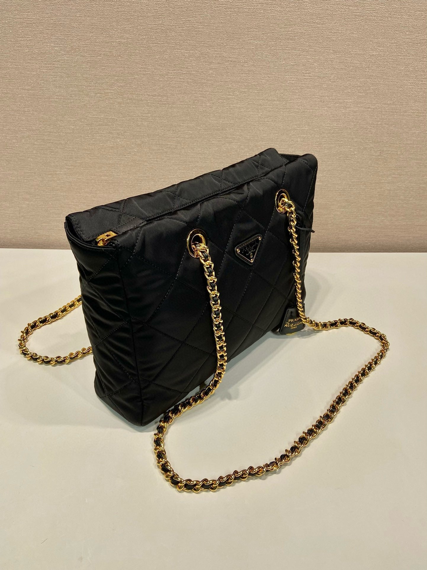 Prada Gold Chain Bag Black Re-Nylon mysite