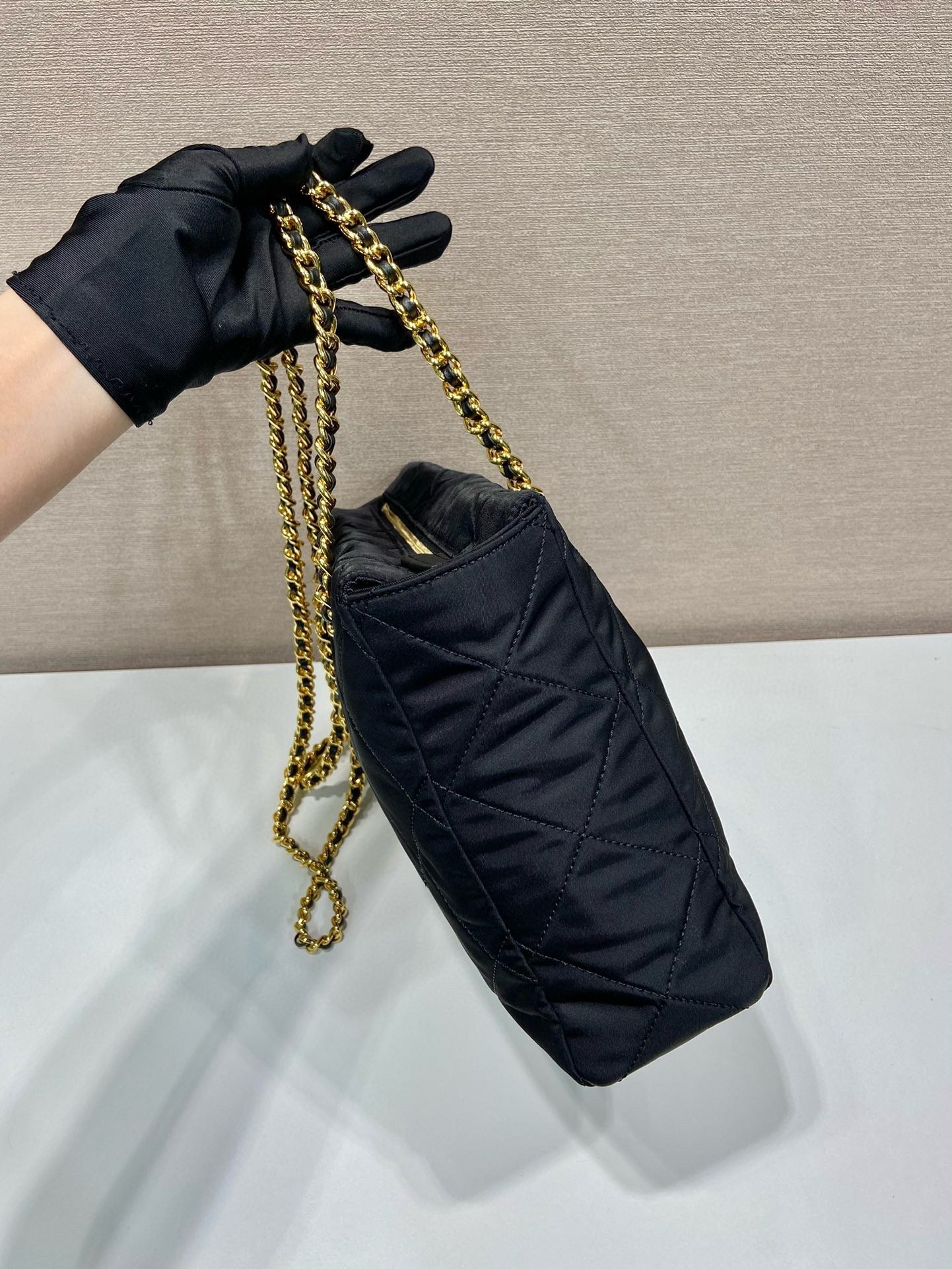 Prada Gold Chain Bag Black Re-Nylon mysite
