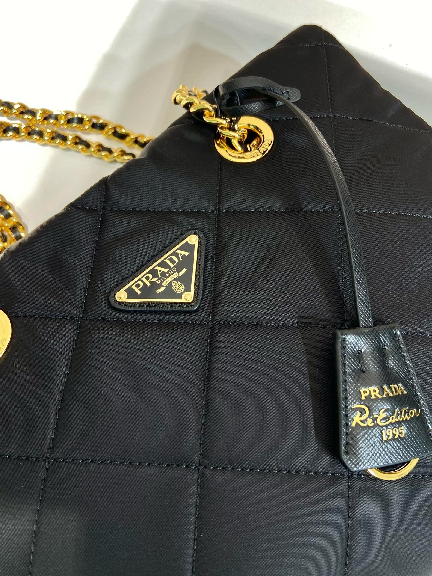 Prada Gold Chain Bag Black Re-Nylon mysite