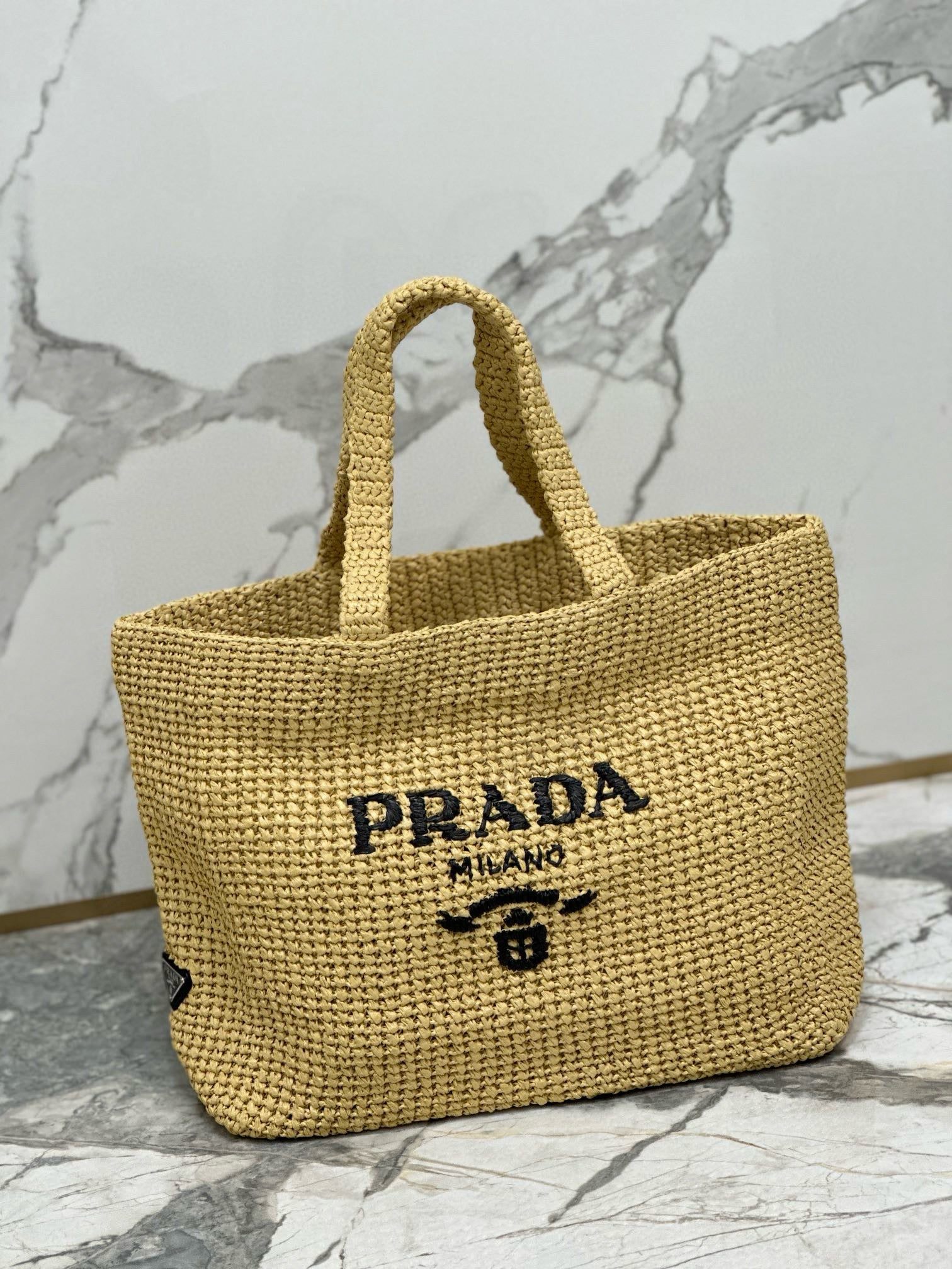 Prada Woven Tote Bag Beige Raffia mysite