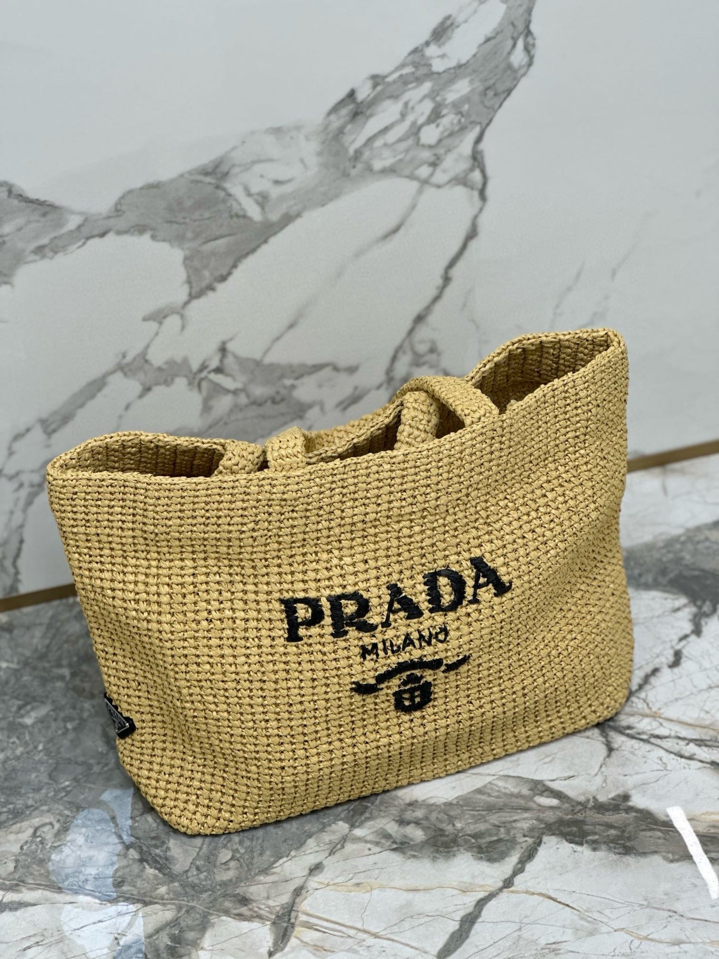 Prada Woven Tote Bag Beige Raffia mysite