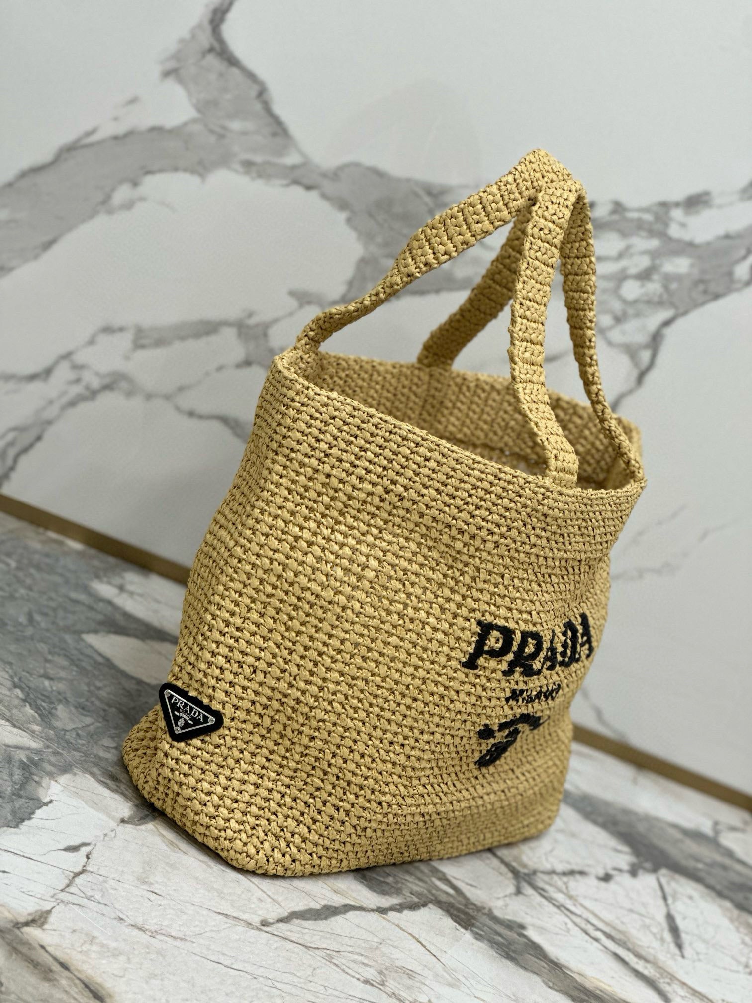 Prada Woven Tote Bag Beige Raffia mysite