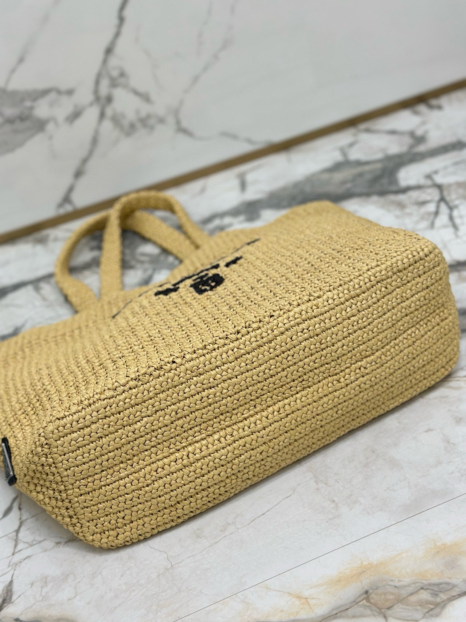 Prada Woven Tote Bag Beige Raffia mysite