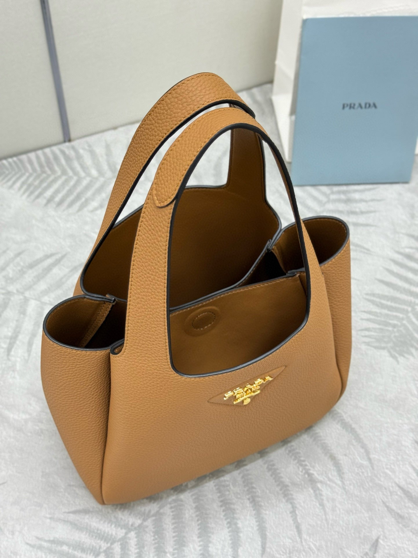 Prada Medium Leather Tote Bag Caramel Calfskin mysite