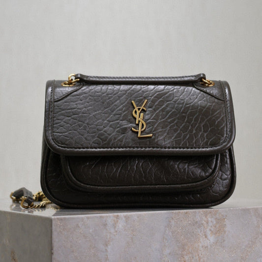 YSL Niki Bag 18cm Black Gold Sheepskin mysite