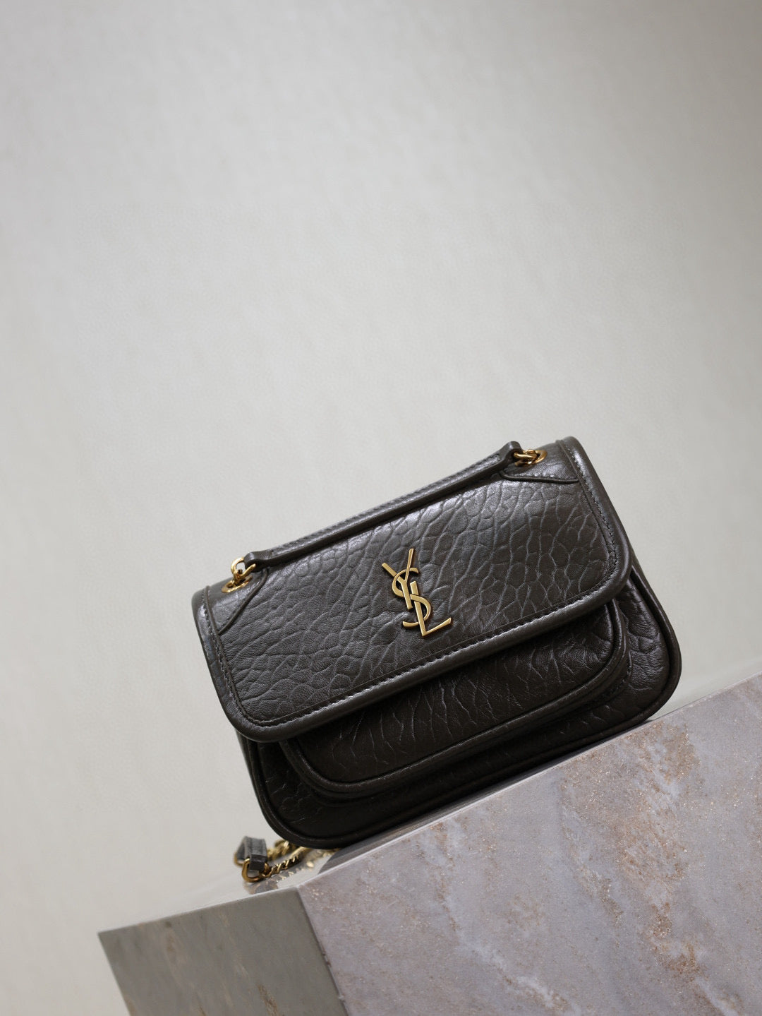 YSL Niki Bag 18cm Black Gold Sheepskin mysite