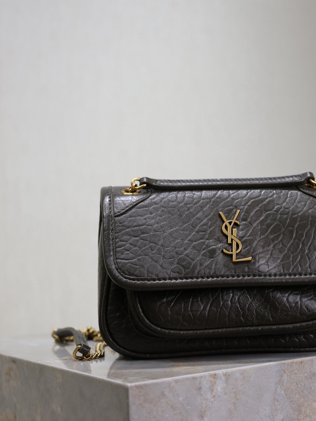 YSL Niki Bag 18cm Black Gold Sheepskin mysite