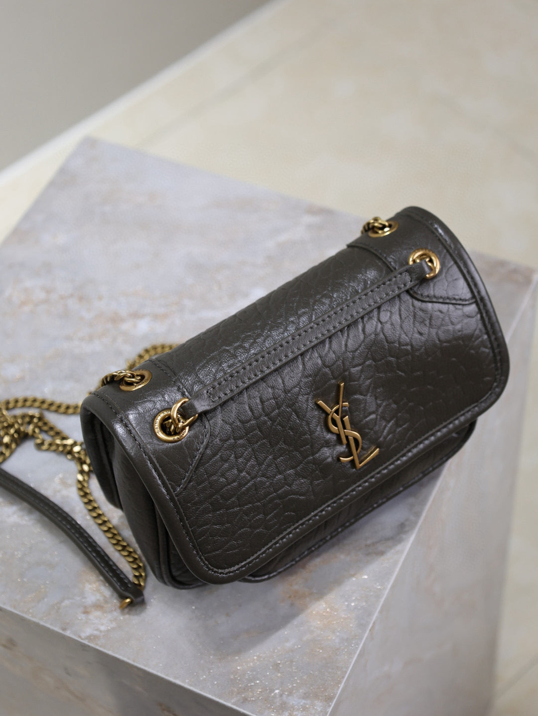 YSL Niki Bag 18cm Black Gold Sheepskin mysite