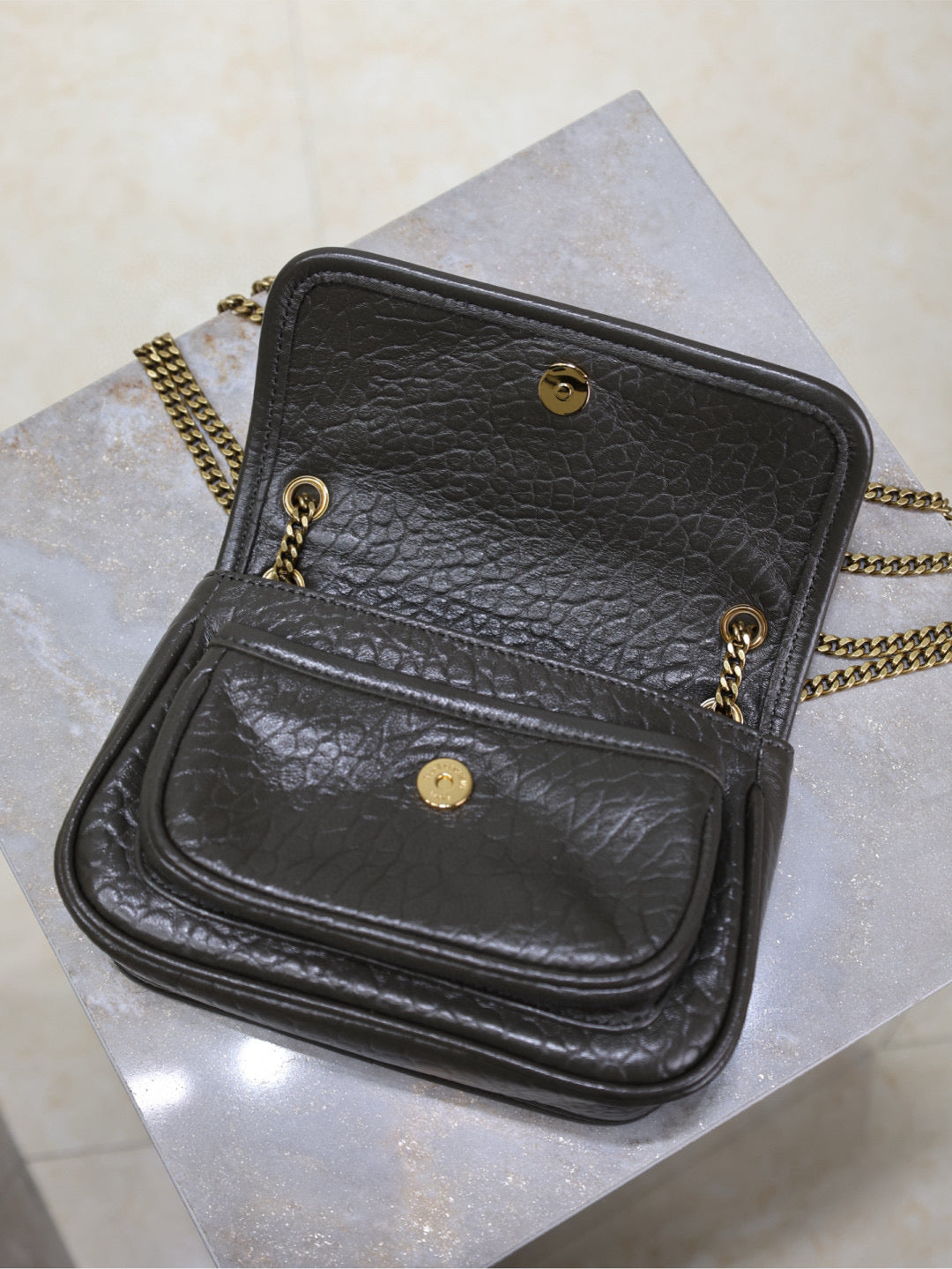 YSL Niki Bag 18cm Black Gold Sheepskin mysite