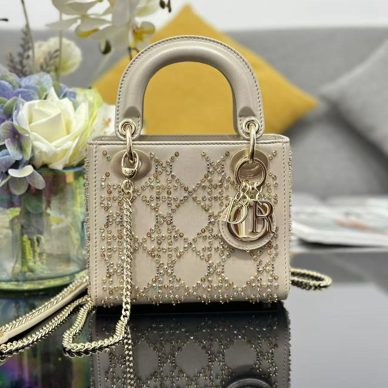 CD Lady Dior 17 Bag Beige Calfskin mysite