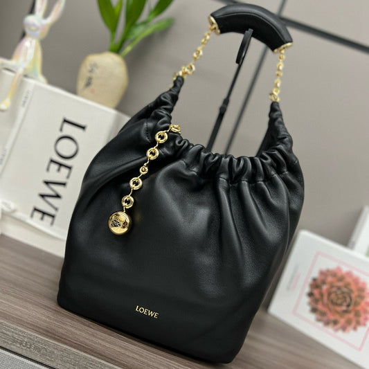 Loew Squeeze Hobo Bag 24cm Black Lambskin Ghw mysite