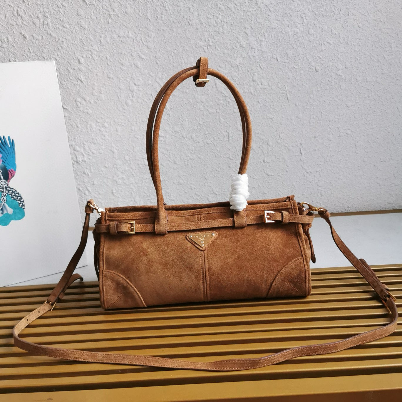 pra medium 32cm brown suede tote bag mysite