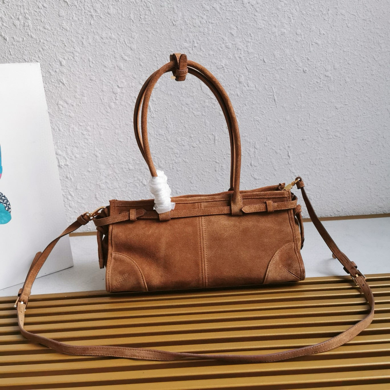 pra medium 32cm brown suede tote bag mysite