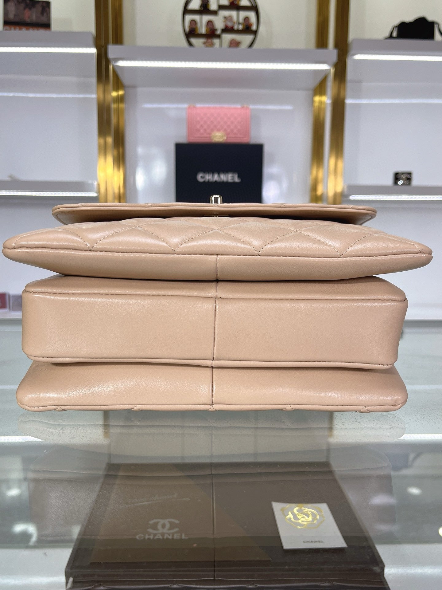 CC TRENDY 25CM BEIGE LAMBSKIN LIGHT GOLD HARDWARE mysite