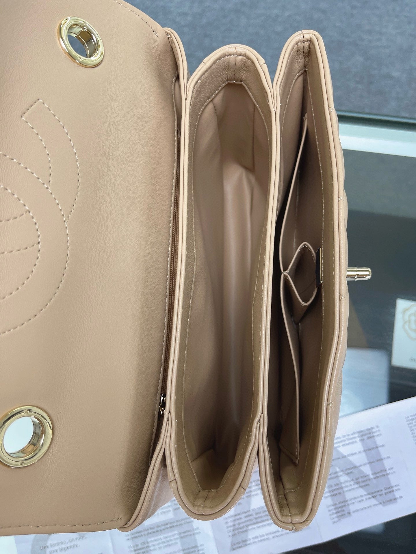 CC TRENDY 25CM BEIGE LAMBSKIN LIGHT GOLD HARDWARE mysite