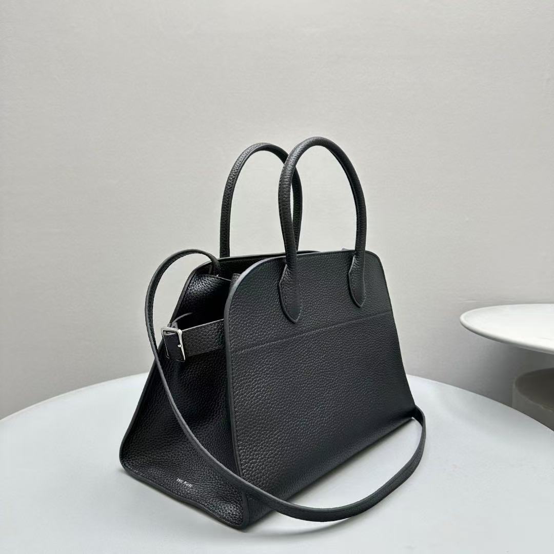 The Row Margaux 32cm Black Grained Calfskin mysite