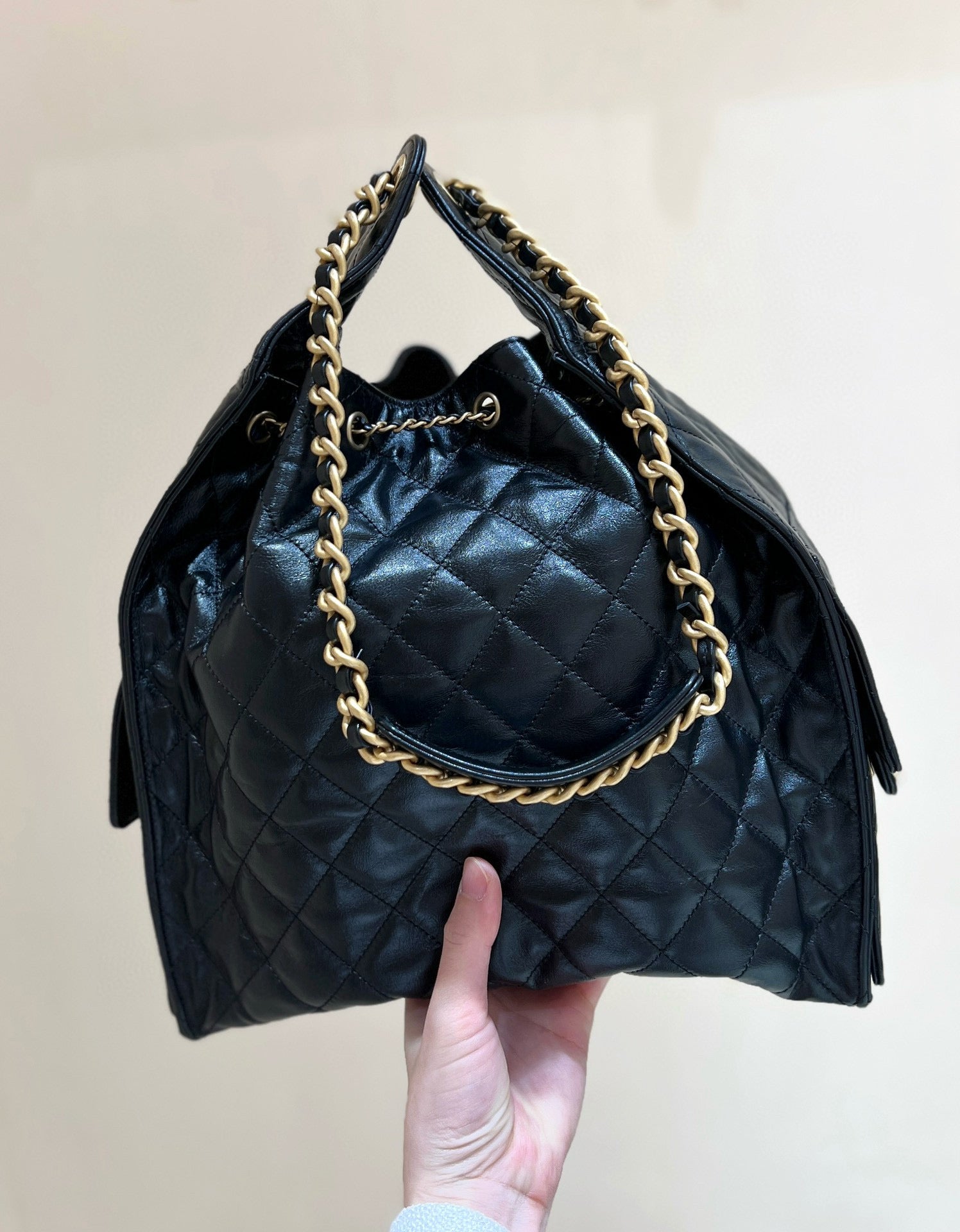 CC 25C Hobo Bag Large 40cm Balck Polished Calfskin Gold Hardware mysite