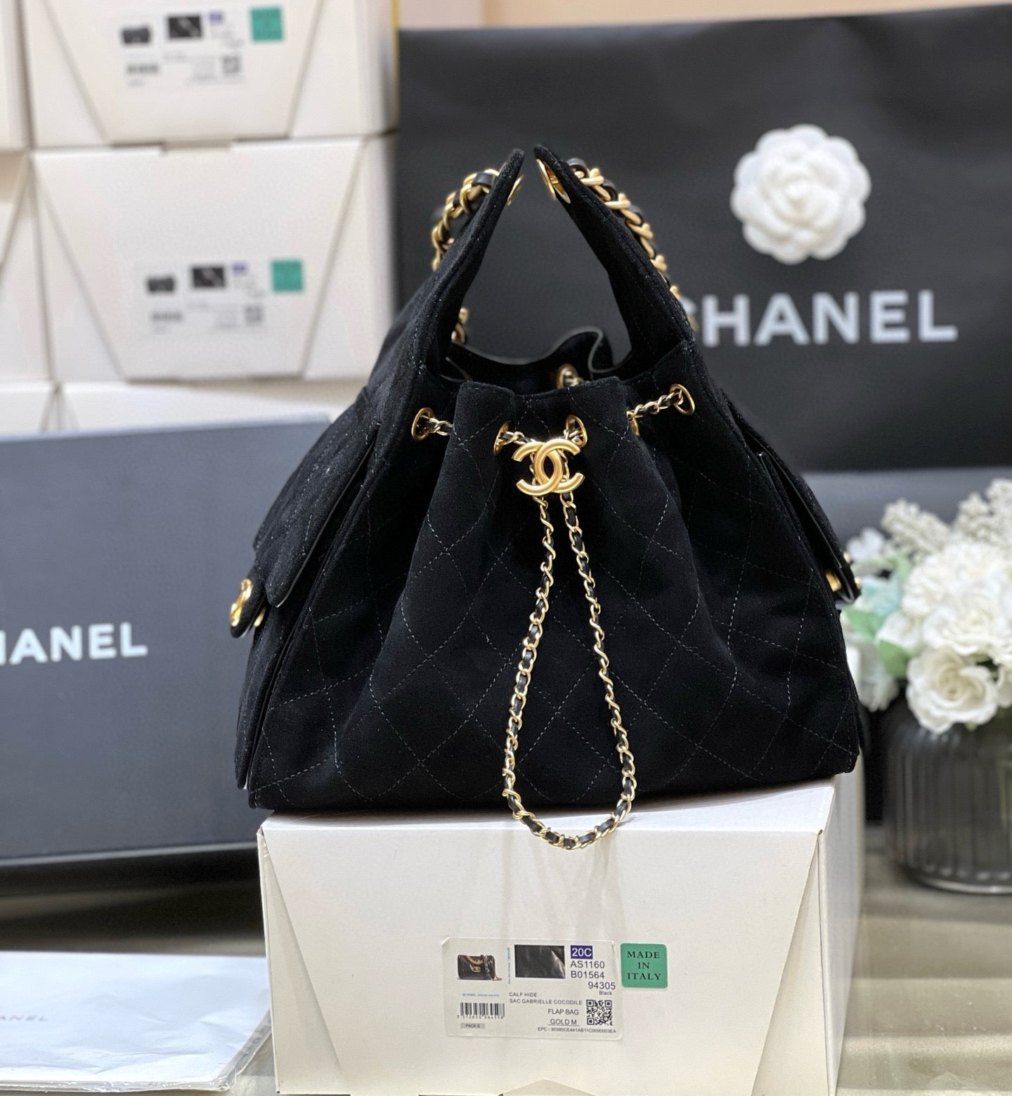 CC 25C Hobo Bag 30cm Black Suede mysite