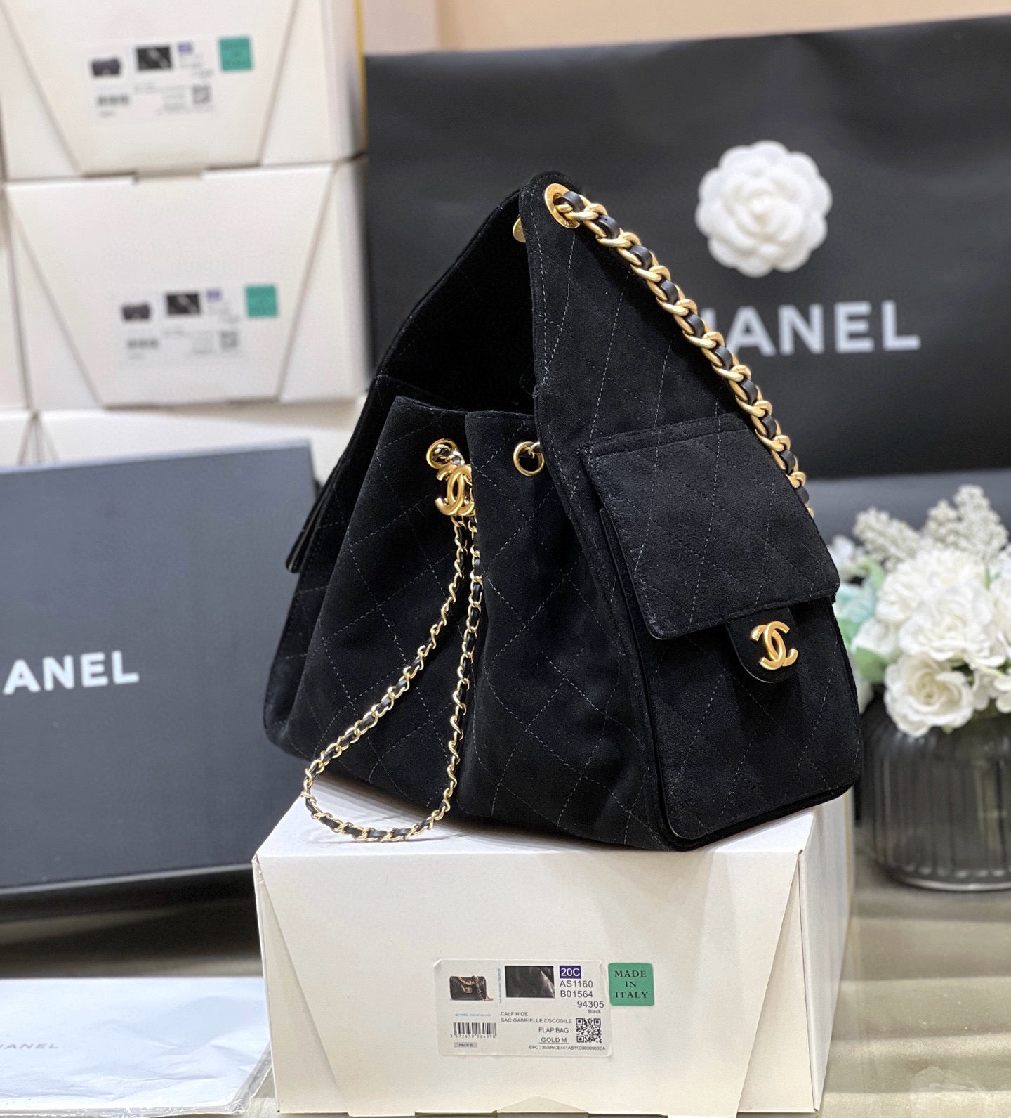 CC 25C Hobo Bag 30cm Black Suede mysite