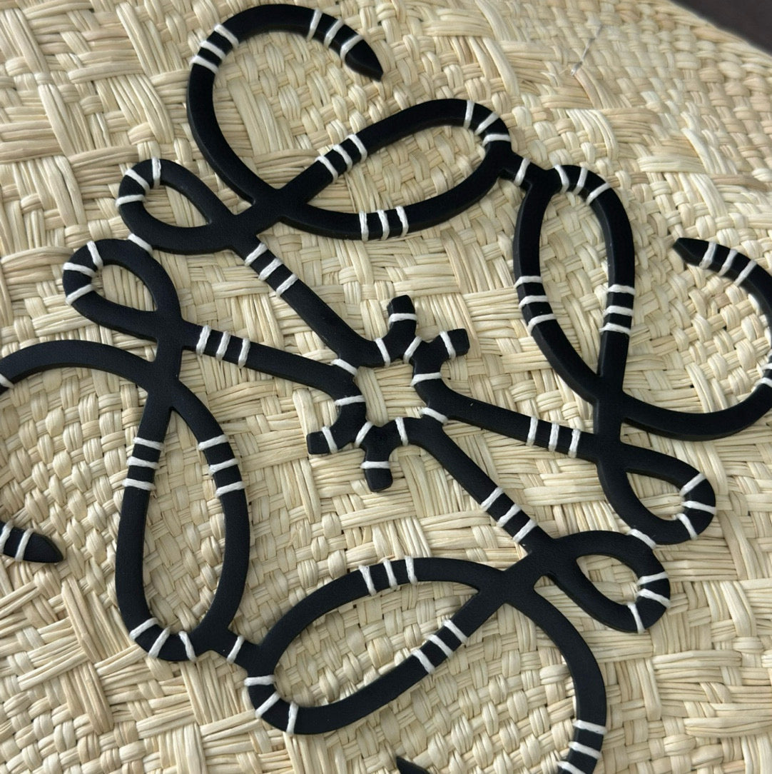 Loew Anagram Basket 46cm Beige Raffia Black Calfskin mysite