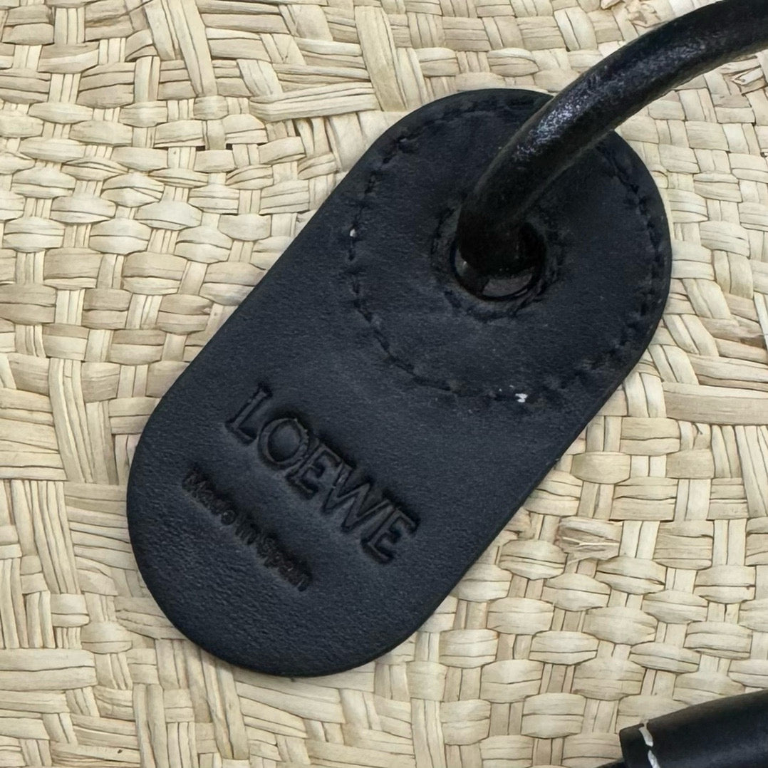 Loew Anagram Basket 46cm Beige Raffia Black Calfskin mysite