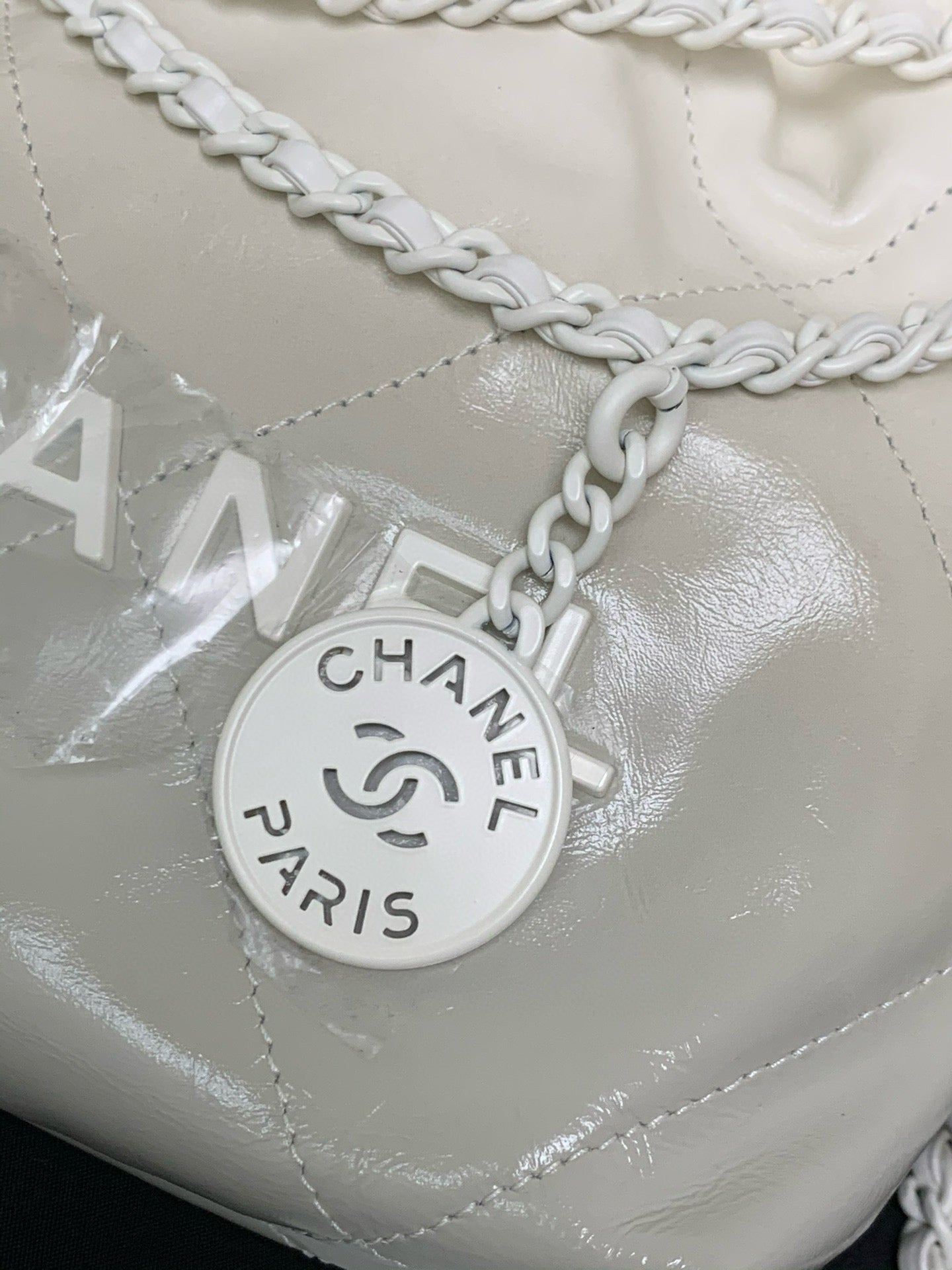 CC Mini 22 Hobo Bag White Grey Lambskin mysite