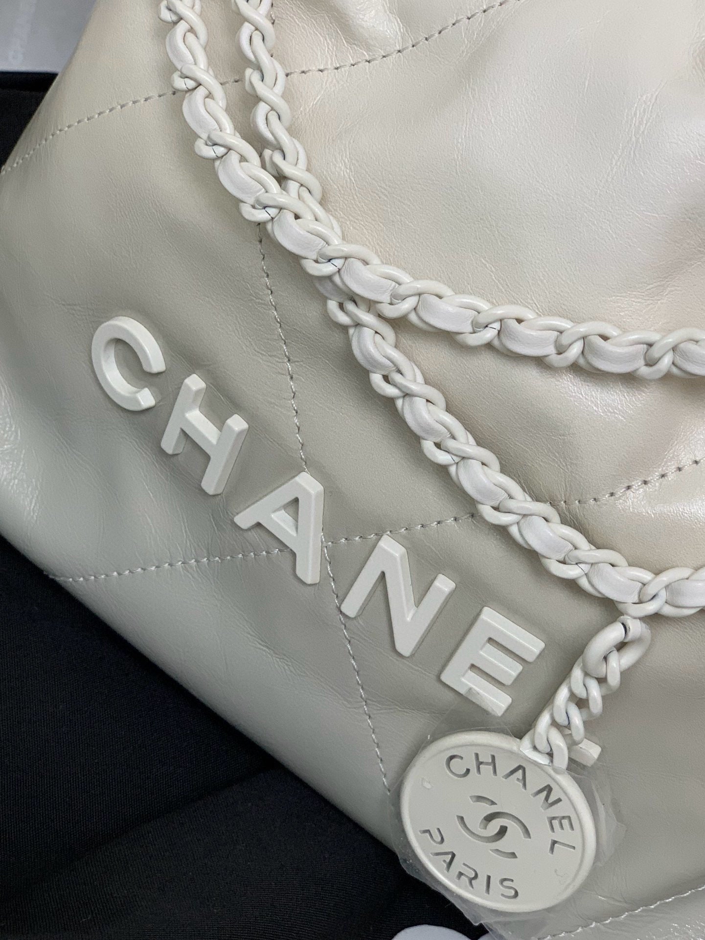 CC Mini 22 Hobo Bag White Grey Lambskin mysite