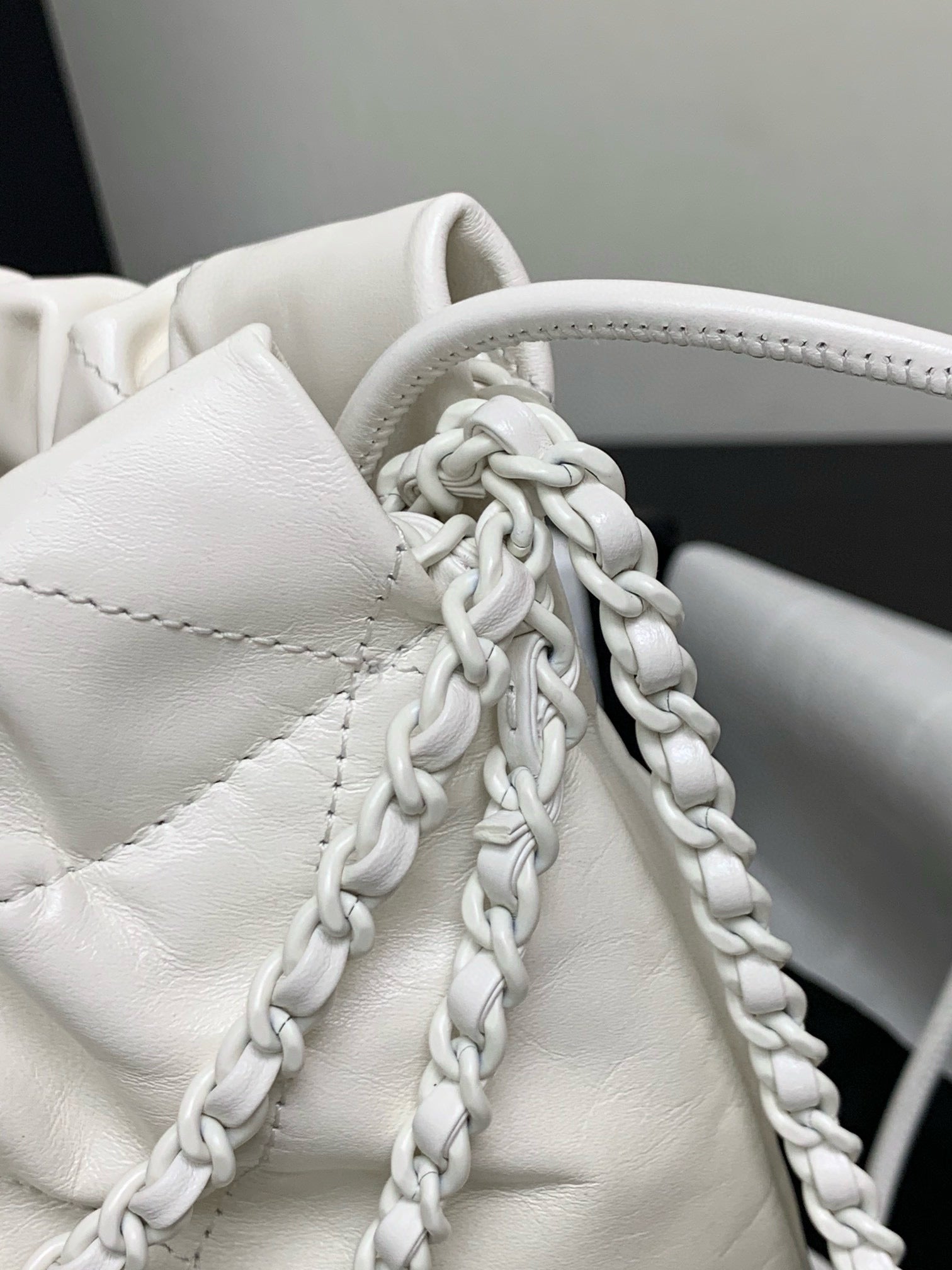 CC Mini 22 Hobo Bag White Grey Lambskin mysite