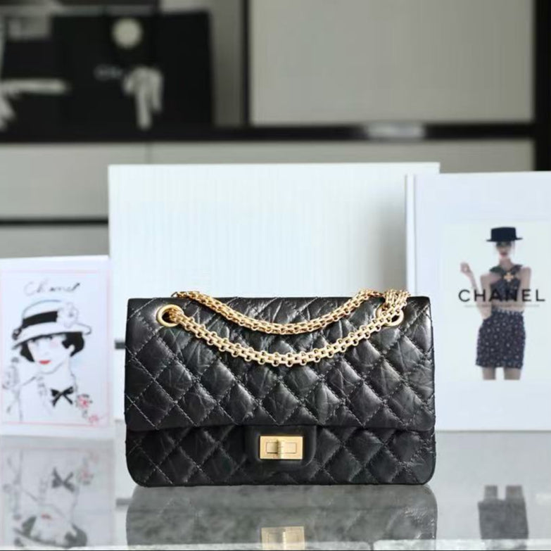 CC Classic 2.55 Flap Bag 24cm Black Aged Lambskin mysite