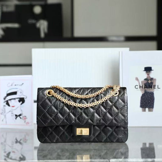 CC Classic 2.55 Flap Bag 24cm Black Aged Lambskin mysite