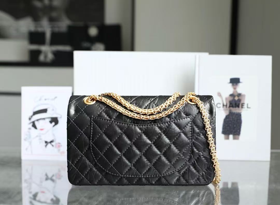 CC Classic 2.55 Flap Bag 24cm Black Aged Lambskin mysite