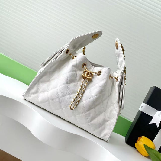 CC 25C Hobo Bag 30cm White Grained Calfskin mysite