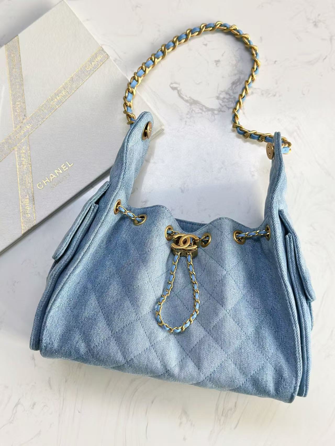 CC 25C Hobo Bag 30cm Light Blue Denim mysite