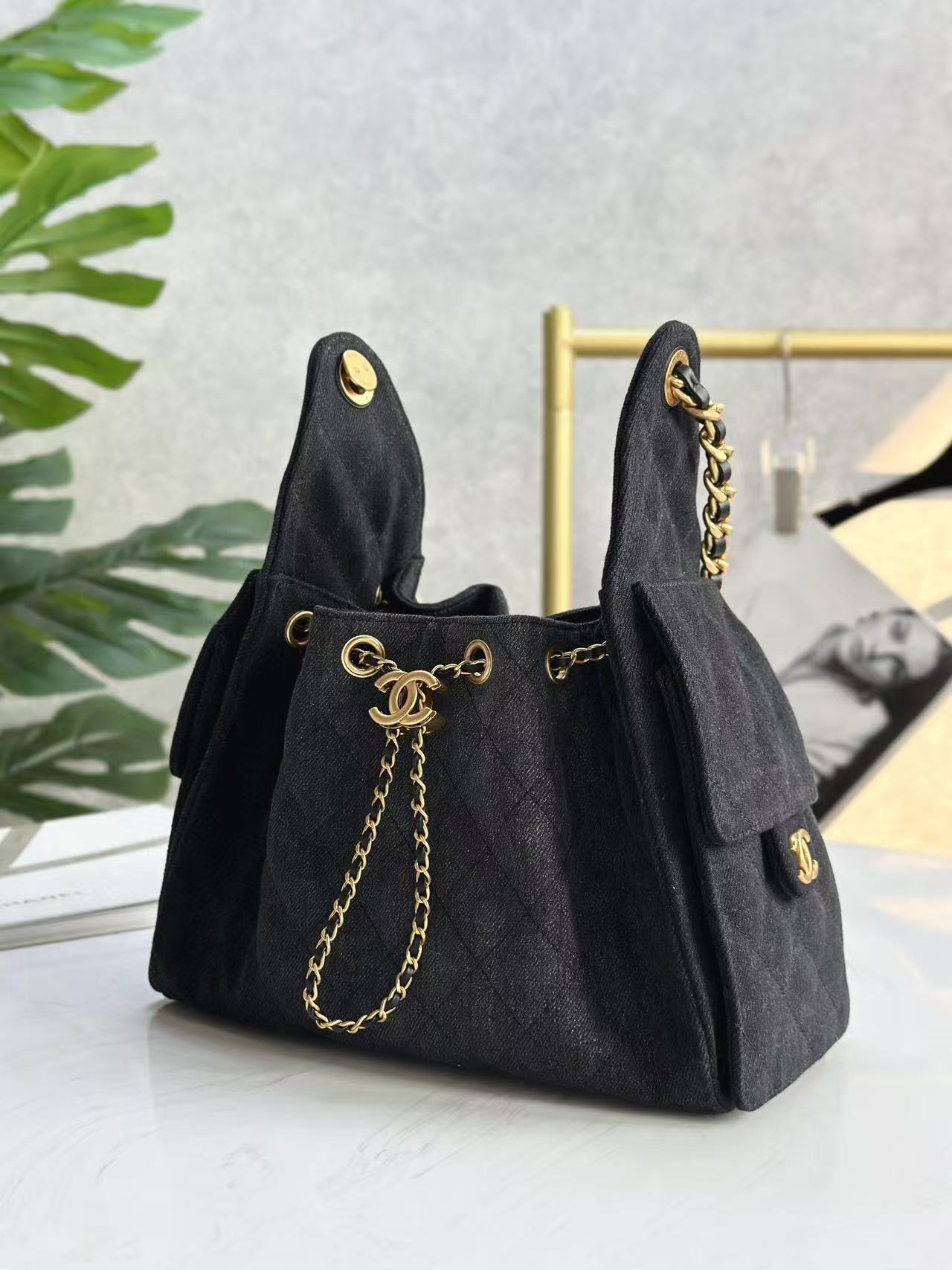 CC 25C Hobo Bag 30cm Black Denim mysite