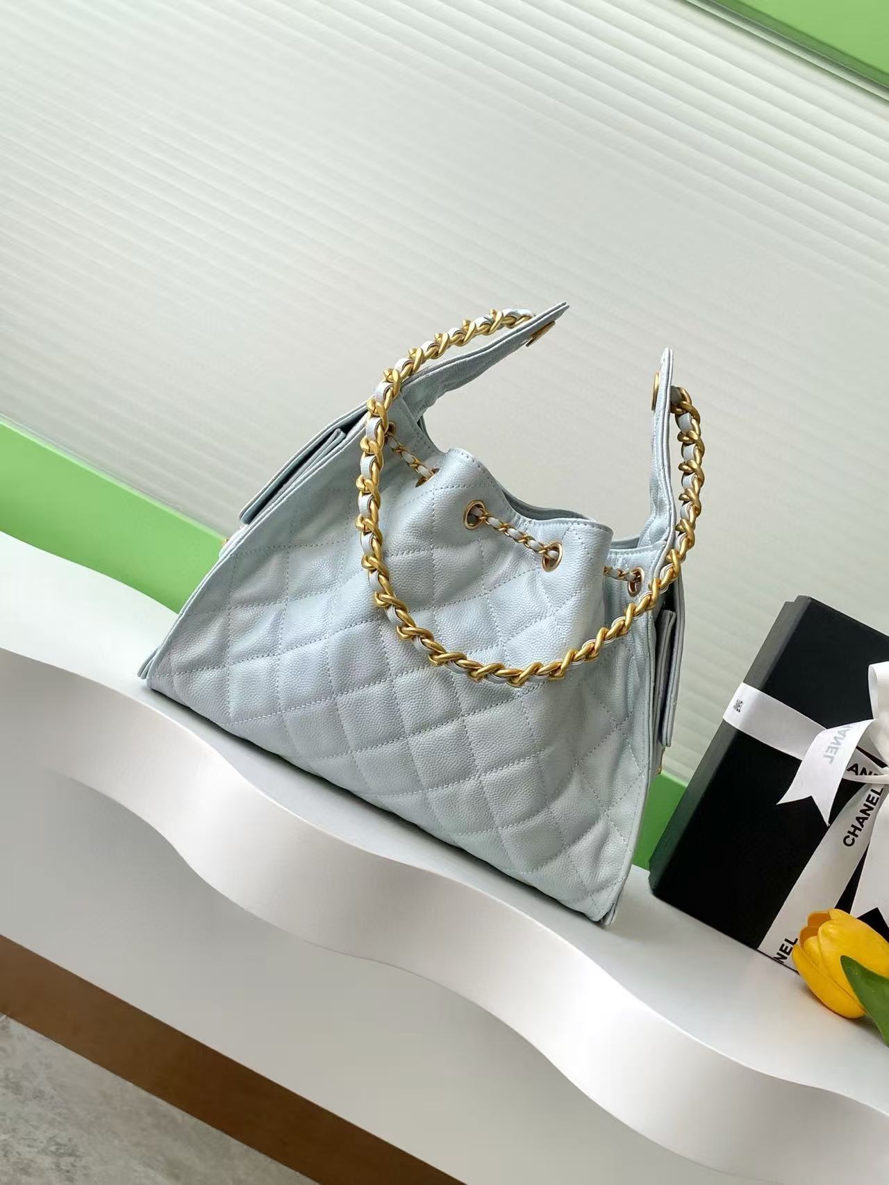 CC 25C Hobo Bag 30cm Light Blue Grained Calfskin mysite